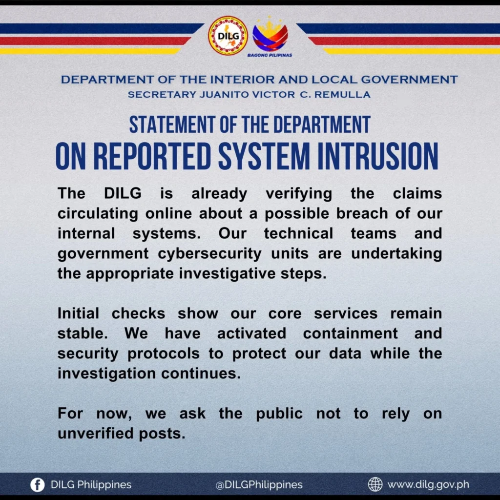 DILG probes reported system breach after hacktivist group claims 400GB data exfiltration 1 IMG 1577