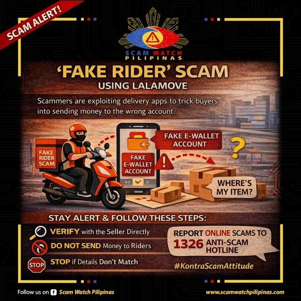 Scam Watch Pilipinas warns public of ‘fake rider’ scam using Lalamove