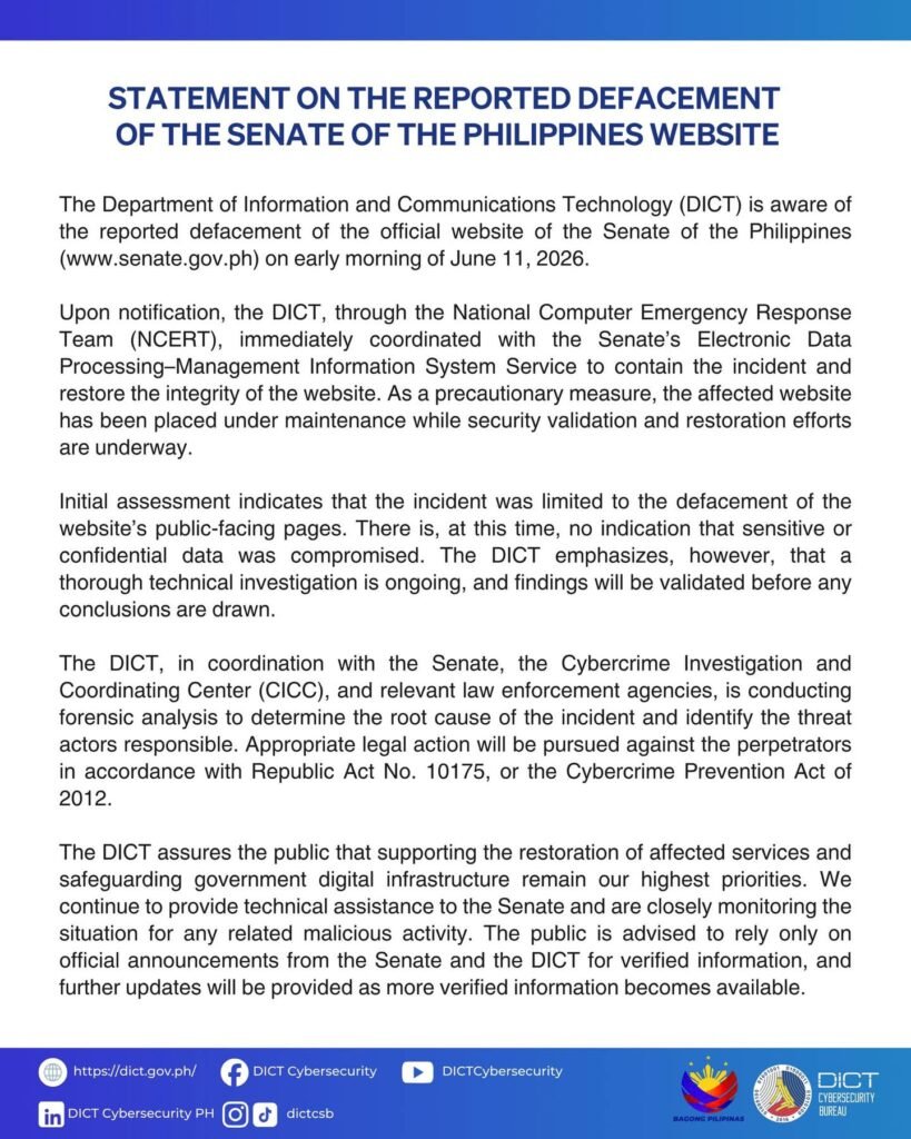 DICT, Senate say no sensitive data compromised in website defacement incident 1 IMG 2867