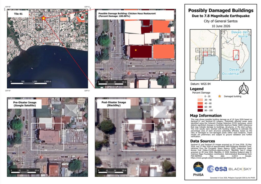 PhilSA uses satellite data to map earthquake damage, coastal uplift in Mindanao 2 Possibly Damaged Buildings