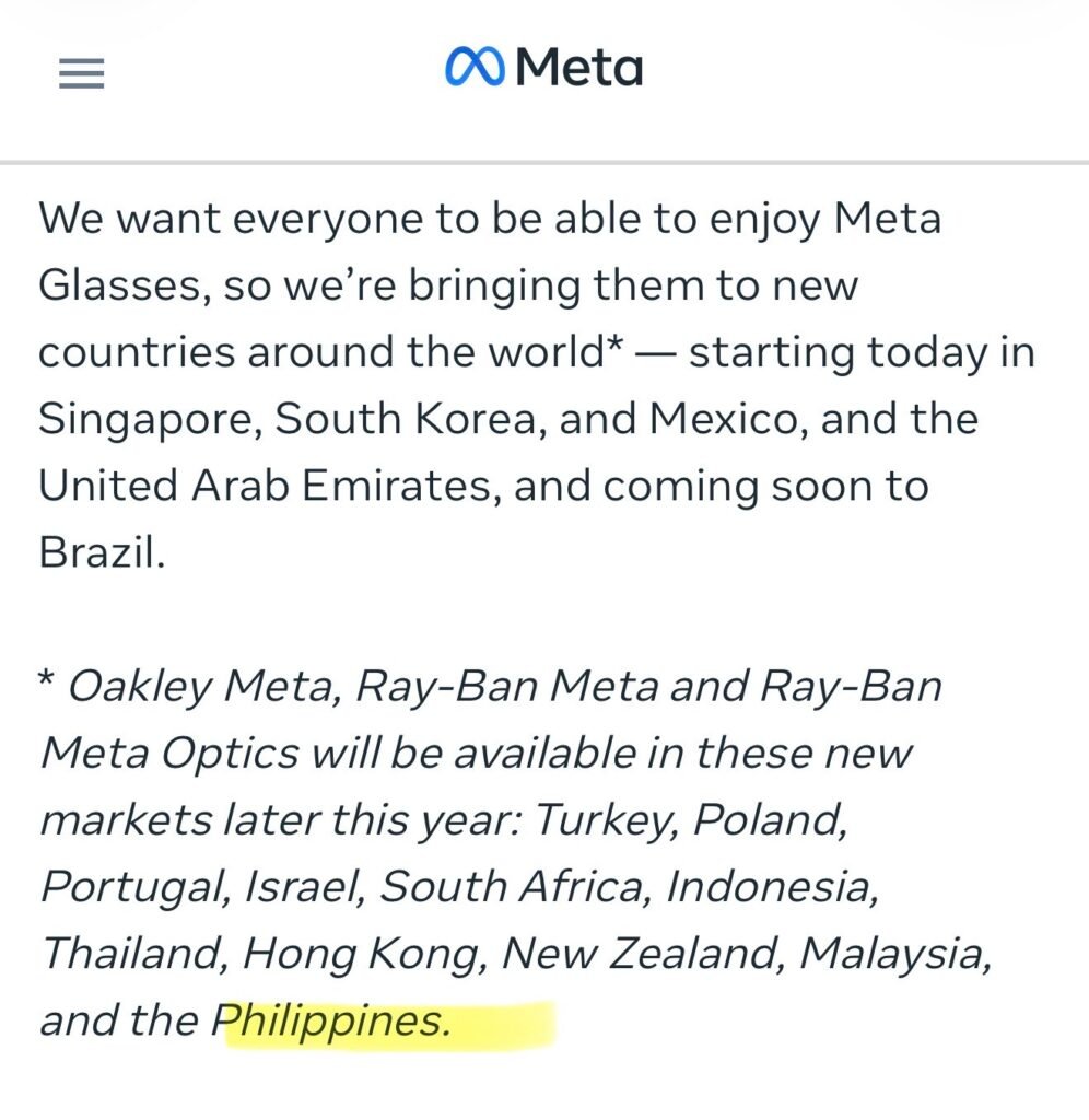 Meta finally confirms PH launch of AI glasses in Connect 2026 footnote 1 viber image 2026 09 25 16 11 08 503