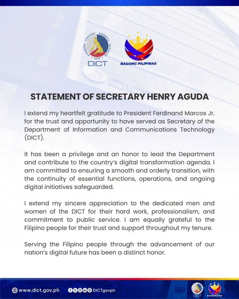 Aguda expresses gratitude for opportunity to serve, vows smooth DICT transition 1 843299991 1892042048452081 8129141840045175395 n