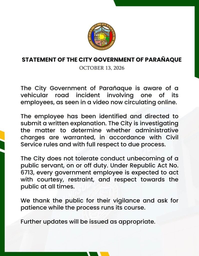 Parañaque City probes employee over viral road incident 1 846249586 2104609523502708 6679070767080952455 n