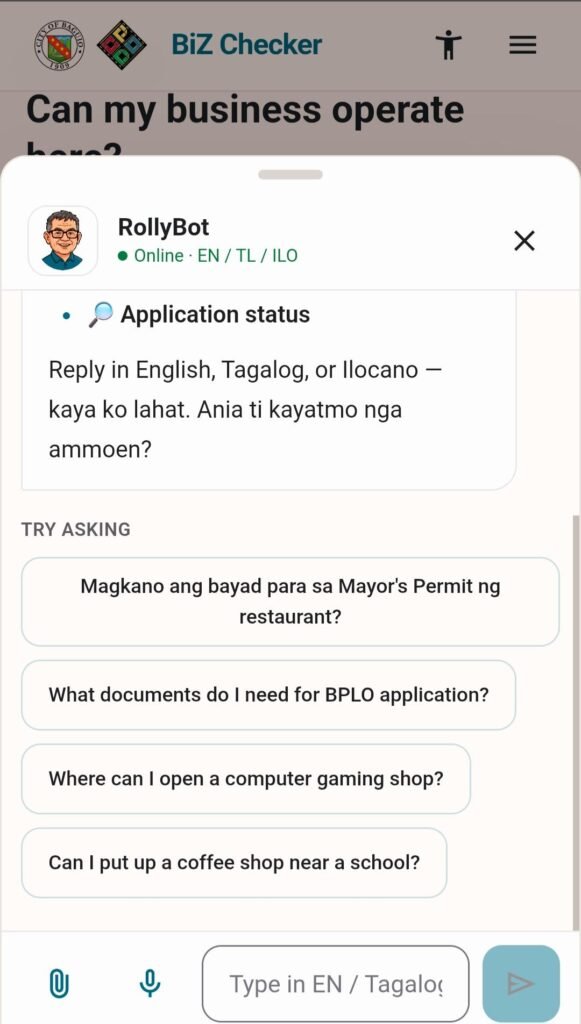 Baguio tests AI tool to simplify business permit applications 2 BIZ Checker 1