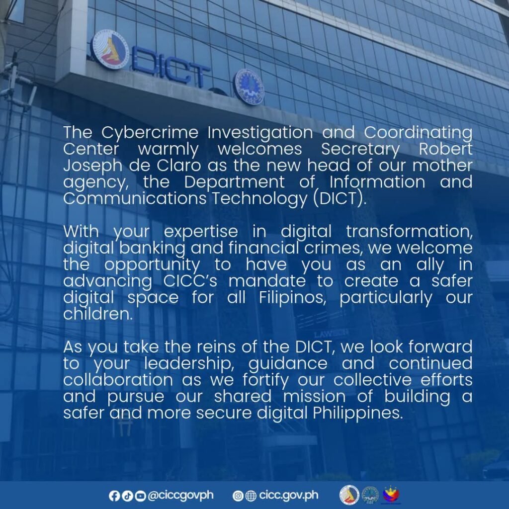 CICC welcomes new DICT chief De Claro, eyes stronger collaboration on cybersecurity 1 viber image 2026 10 13 16 24 55 030