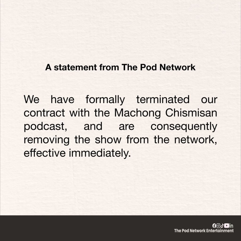 The Pod Network terminates ‘Machong Chismisan’ contract over disability-related remarks 1 viber image 2026 10 15 08 48 30 216